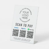 Signe De Table Scanner pour payer les codes QR de Paypal Venmo Ca (Recto)