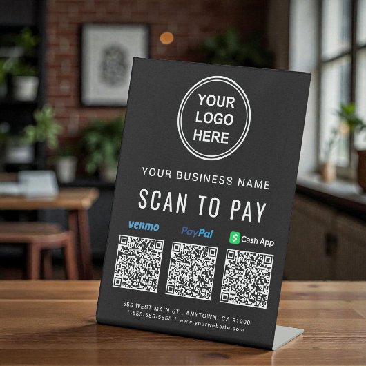 Signe De Table Scanner pour payer les codes QR de Venmo Paypal Ca