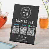 Signe De Table Scanner pour payer les codes QR Logo Paypal Venmo (In SItu)
