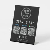 Signe De Table Scanner pour payer les codes QR Logo Paypal Venmo (Recto)