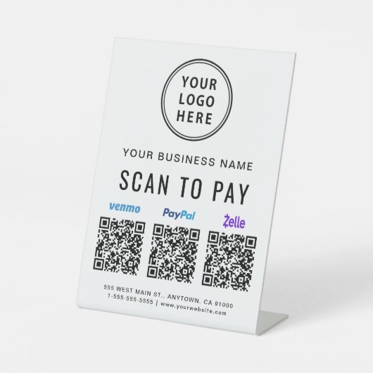 Signe De Table Scanner pour payer les codes QR Logo Paypal Venmo (Recto)
