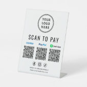 Signe De Table Scanner pour payer les codes QR Logo Paypal Venmo (Recto)