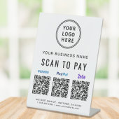 Signe De Table Scanner pour payer les codes QR Logo Paypal Venmo