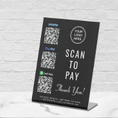 Signe De Table Scanner pour payer les codes QR Logo Paypal Venmo