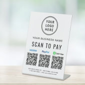 Signe De Table Scanner pour payer les codes QR Logo Paypal Venmo