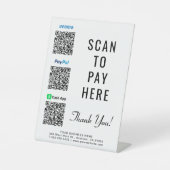 Signe De Table Scanner pour payer les codes QR Paypal Venmo CashA (Recto)