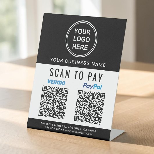Signe De Table Scanner pour payer les codes QR Paypal Venmo Logo