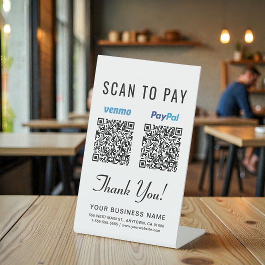 Signe De Table Scanner pour payer les codes QR Venmo Paypal