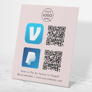 Signe De Table Scanner pour payer Paiement par code QR Venmo Pa