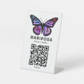 Signe De Table SCANNER POUR PAYER QR Papillon Esthéticienne Salon (Recto)