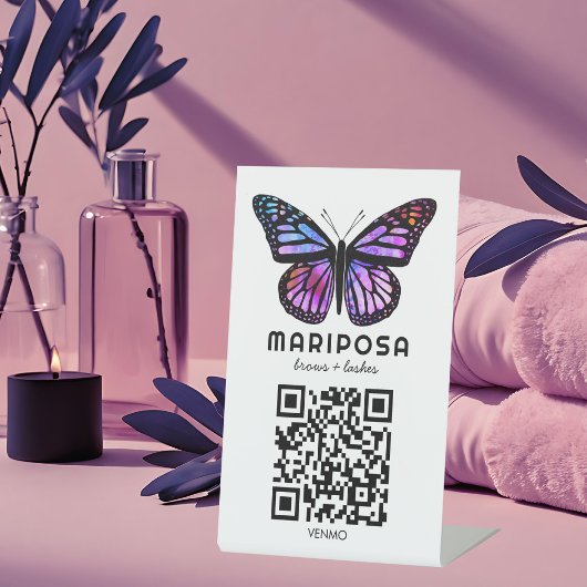 Signe De Table SCANNER POUR PAYER QR Papillon Esthéticienne Salon