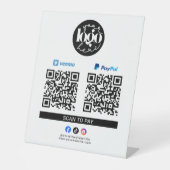 Signe De Table Scanner pour payer Venmo & PayPal Code QR du logo (Recto)