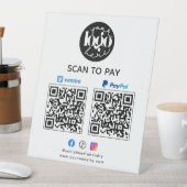 Signe De Table Scanner pour payer Venmo & PayPal Code QR Logo Ent (In SItu)