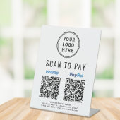 Signe De Table Scanner pour payer Venmo Paypal Codes QR Logo