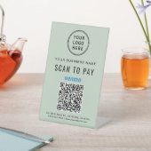 Signe De Table Scanner pour payer Venmo QR Code Vert Sauge (In SItu)