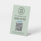 Signe De Table Scanner pour payer Venmo QR Code Vert Sauge (Recto)
