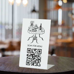 Signe De Table Scannez le code QR du menu Restaurant Café Événeme