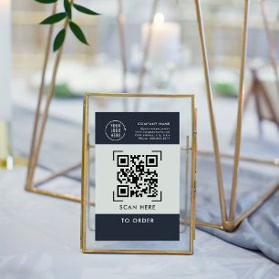 Signe De Table Scannez le code QR pour commander Logo d'entrepr