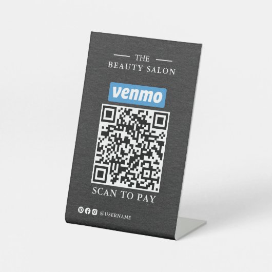 Signe De Table Scannez le code QR unique Charbon foncé pour payer (Recto)