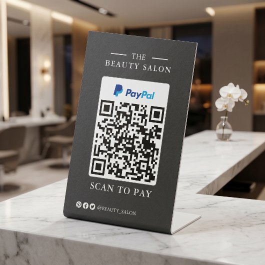 Signe De Table Scannez le code QR unique Charbon foncé pour payer