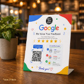Signe De Table Scannez pour examiner le code QR de Google pour le