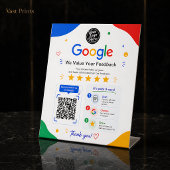 Signe De Table Scannez pour examiner le code QR de Google pour le