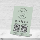 Signe De Table Scannez pour payer 2 codes QR Logo d'entreprise Ve