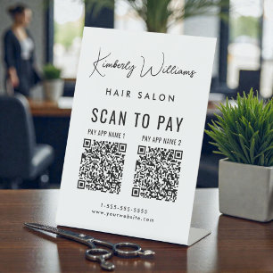 Signe De Table Scannez pour payer 2 codes QR Script de signature
