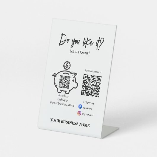 Signe De Table Scannez pour payer Code Qr Suivez-nous Moderne Noi (Recto)