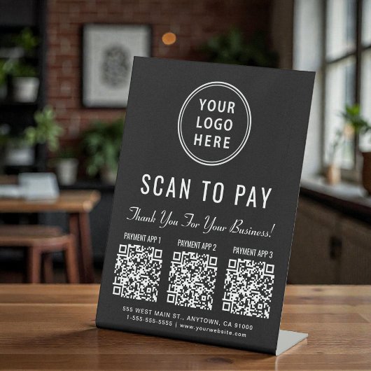 Signe De Table Scannez pour payer le code QR multi-app sur le pré