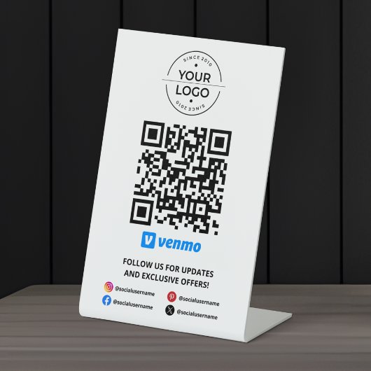 Signe De Table Scannez pour payer le code QR Venmo