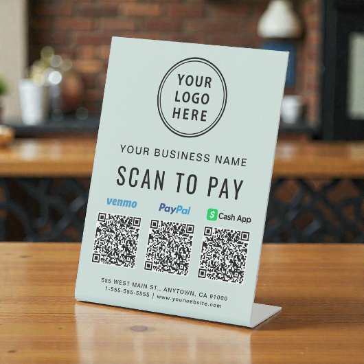 Signe De Table Scannez pour payer Paypal Venmo CashApp Code QR Lo
