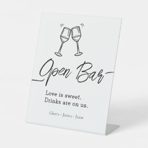 Signe De Table Scénario Mariage Bar Ouvert Événement Simple