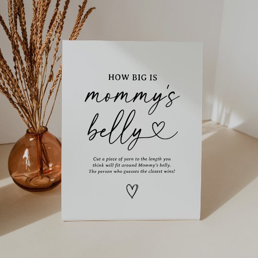 Signe De Table Script Baby shower Quelle est la taille du ventre 