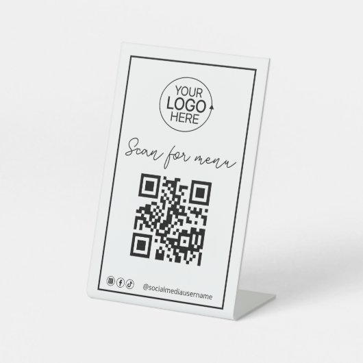 Signe De Table Script Code QR Logo Menu sans contact Médias socia (Recto)