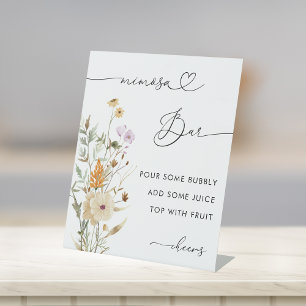 Signe De Table Script Coeur et Fête des mariées Fleur sauvage Mim