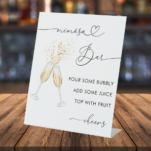 Signe De Table Script Coeur & Fête des mariées Champagne Bar Mimo
