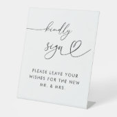 Signe De Table Script Coeur Signer gentiment Mariage Livre d'invi (Recto)