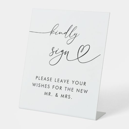 Signe De Table Script Coeur Signer gentiment Mariage Livre d'invi (Recto)