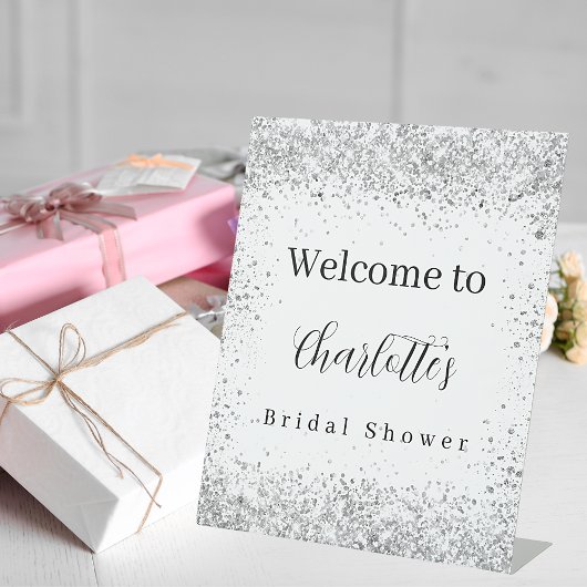 Signe De Table Script de bienvenue pour Baby Shower avec confetti