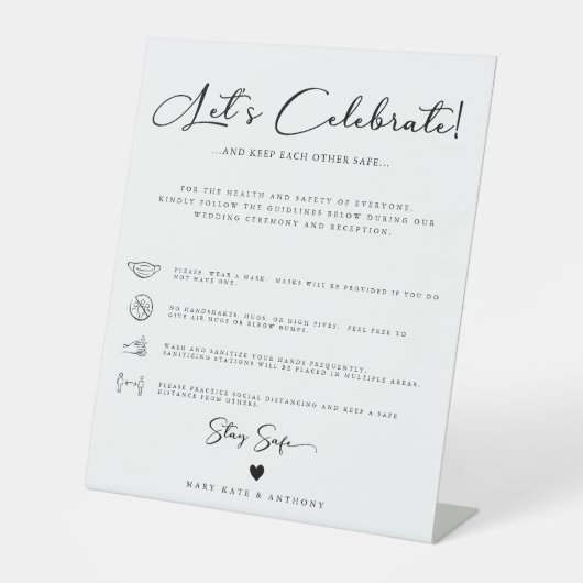 Signe De Table Script de calligraphie moderne Mariage de sécurité (Recto)