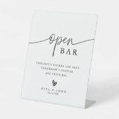 Signe De Table Script de calligraphie moderne Open Bar Mariage Si (Recto)