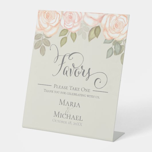 Signe De Table Script de calligraphie Sage Green Blush Faveurs (Recto)