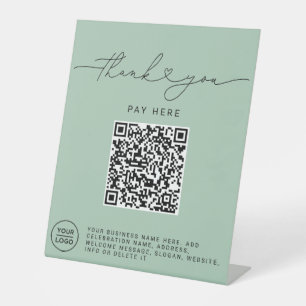 Signe De Table Script de remerciement Cœur Scan Me Code QR Logo s