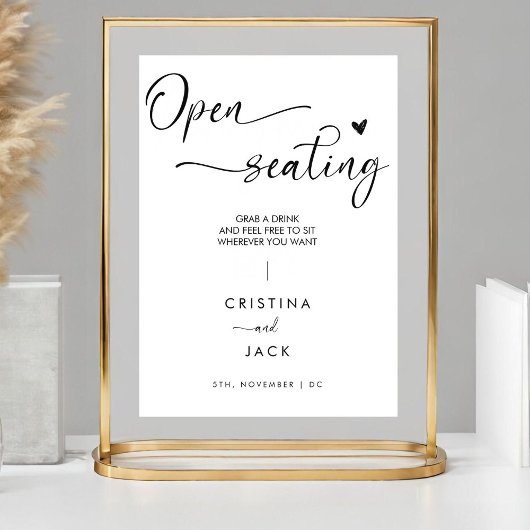 Signe De Table Script de siège ouvert moderne Signal Mariage du c