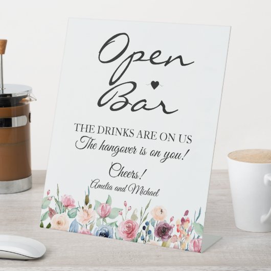 Signe De Table Script de signature Blush Rose Mariage à barre ouv (In SItu)