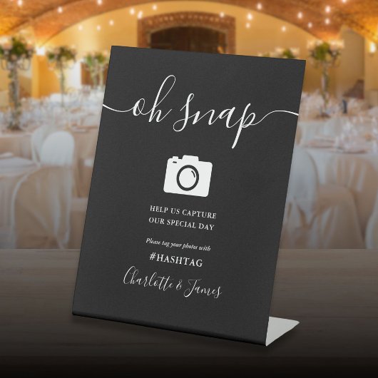 Signe De Table Script de signature noir et blanc Oh Snap