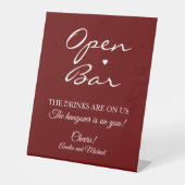 Signe De Table Script de signature rouge foncé Open Bar Mariage (Recto)
