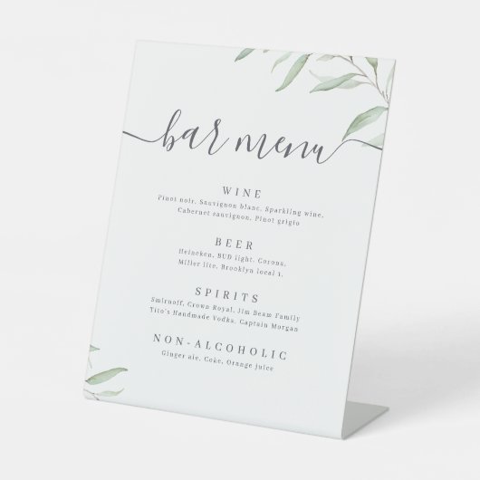 Signe De Table Script de verdure minimal barre rustique Menu (Recto)