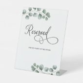 Signe De Table Script Feuille Eucalyptus Vert Chic Réservé (Recto)
